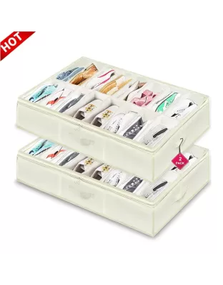Large Collapsible Underbed Shoe Box Clear Lid 16 Pairs